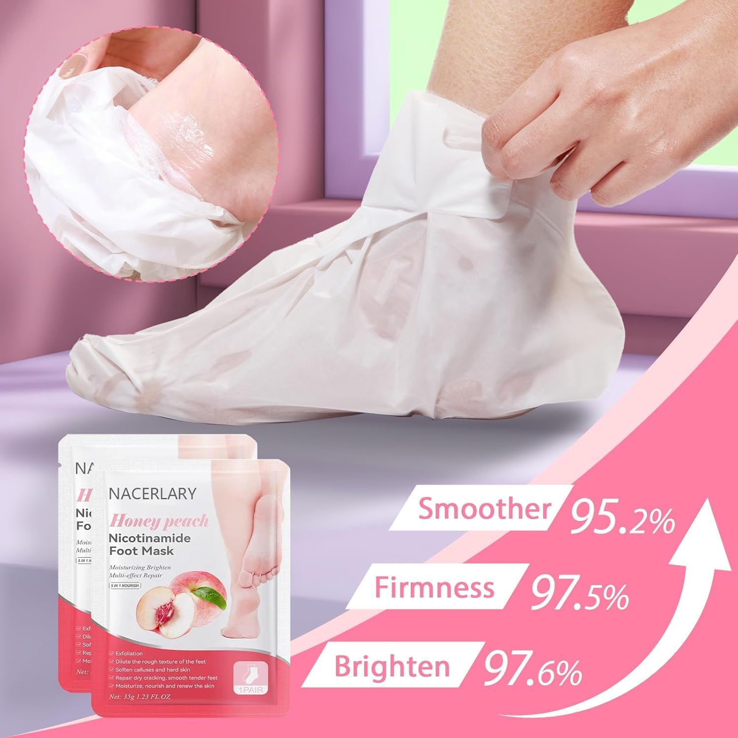 iYOGIzz Foot Peel Mask for Dead Skin Removal, Exfoliating Callus Remover Spa Treatment, Deep Nourishing Skin Renewal for Dry Cracked Feet for Men & Women (Cherry) 2