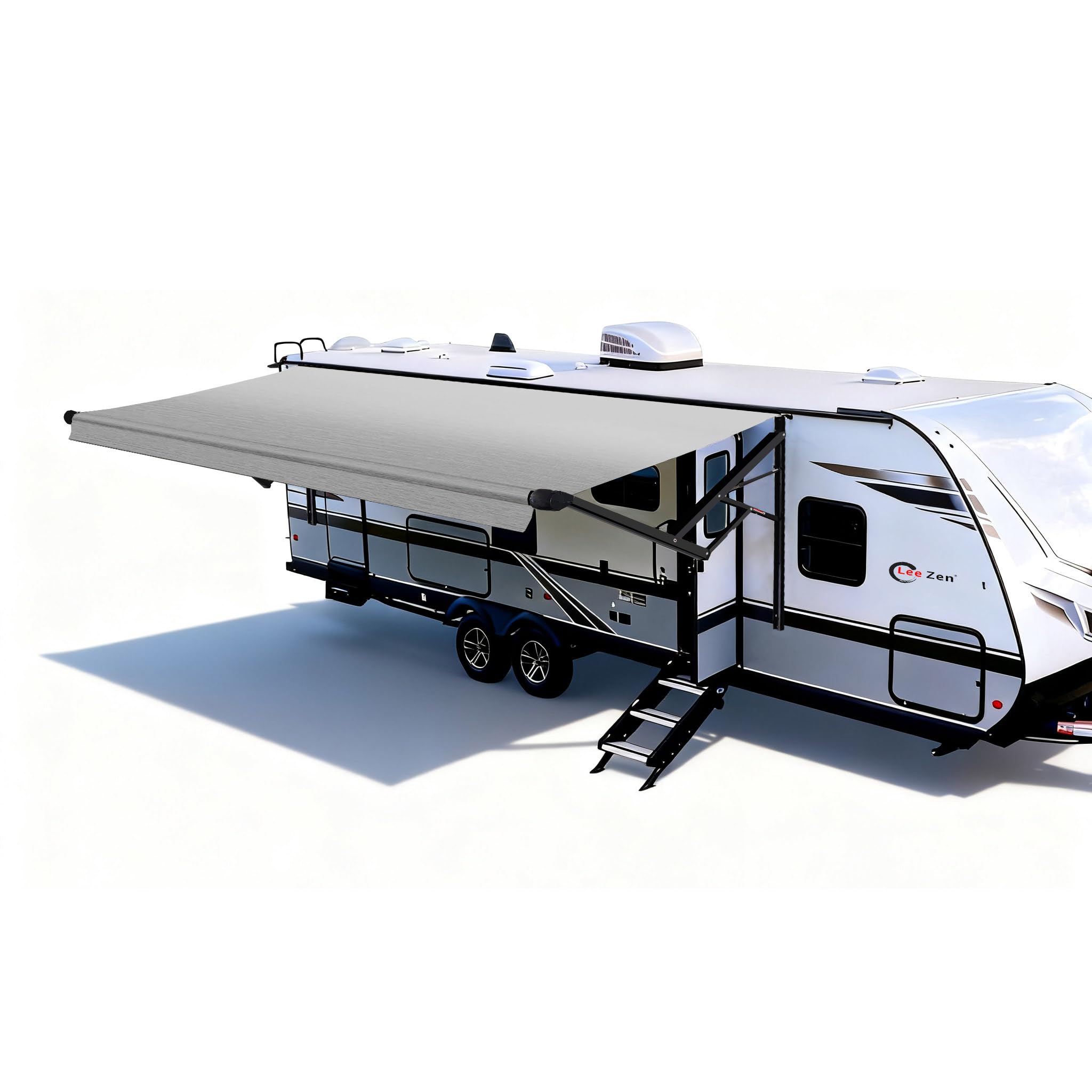CLee Zen RV Electric Retractable Awning, Black Frame and Fabric Assemblies Full Set for RV, 5th Wheel,Travel Trailers,Motorhome Trailer Awning for