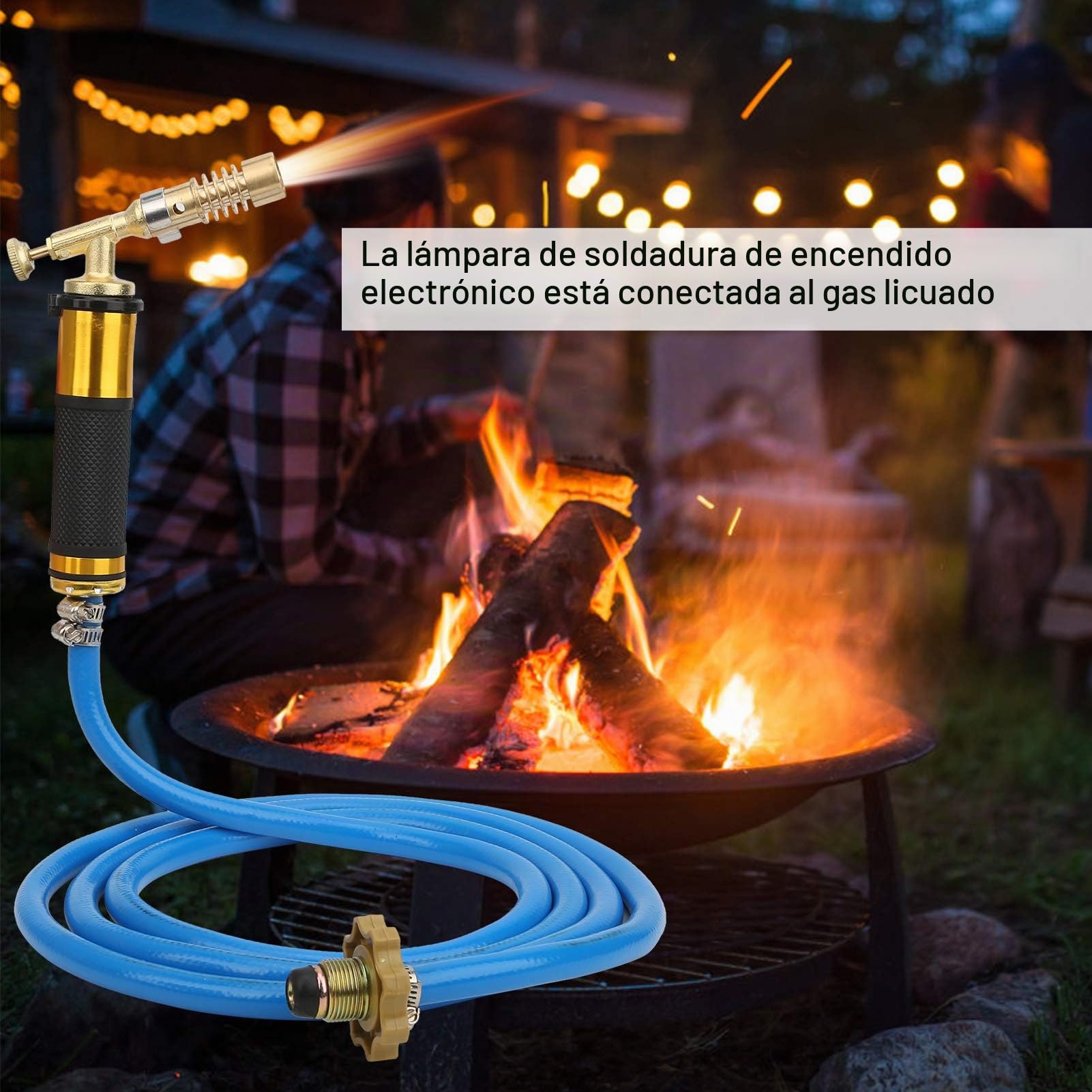 Soldador de mano turbo, soplete de propano, cortador de tubería de propano, kit de soldadura de propano, soplete de propano, con manguera, interfaz estándar de cartucho de gas