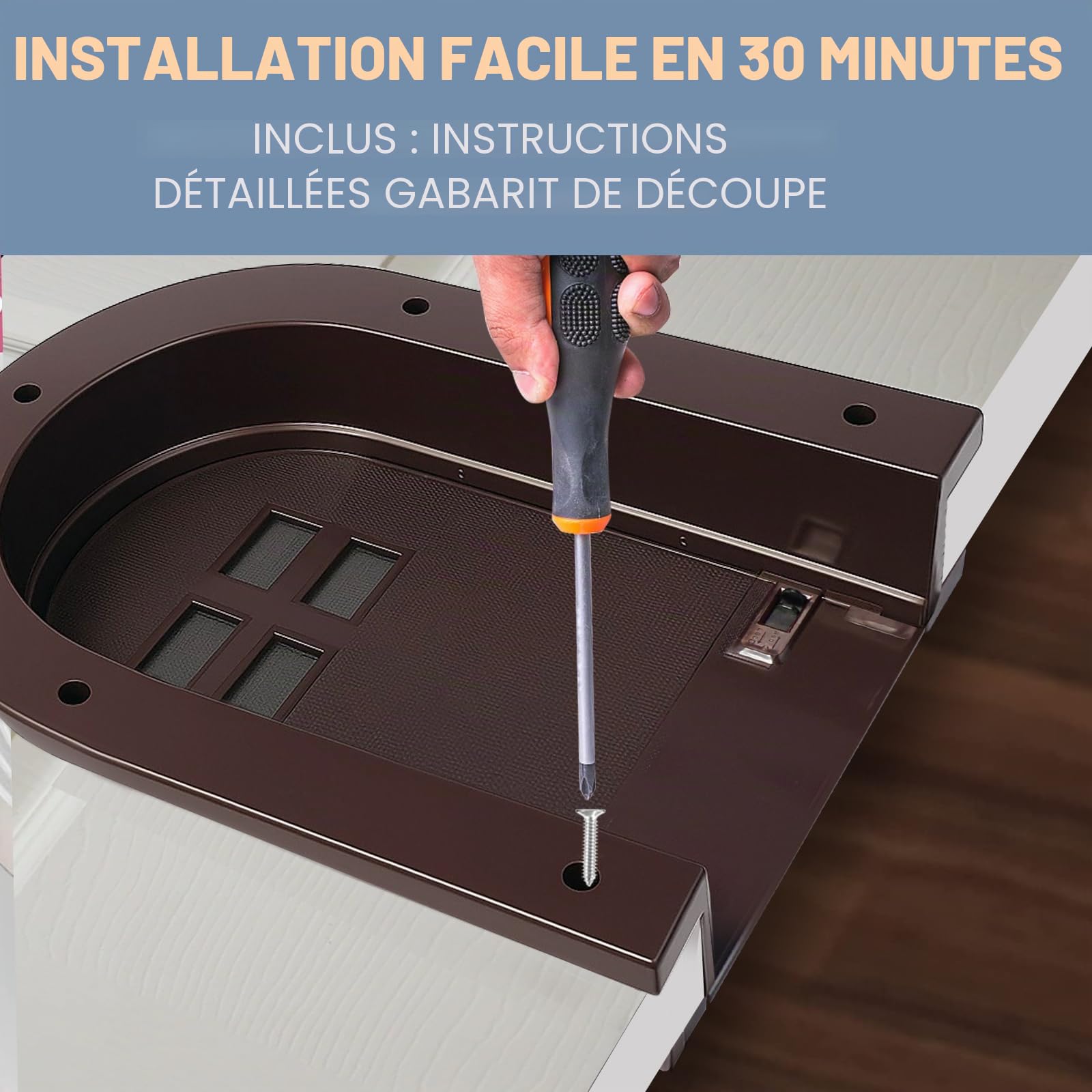 Wordcam Porte intérieure pour chat - Verrouillage à 2 voies - Pour chats jusqu'à 9 kg - Porte pour animaux domestiques - Pour chats, chatons et petits chiens (marron)