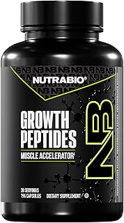 NutraBio Growth Peptides |Muscle Accelerator with DiLeucine & PeptiStrong | Peptides for Muscle Growth Men & Women- 28 Servings- 196 Capsules