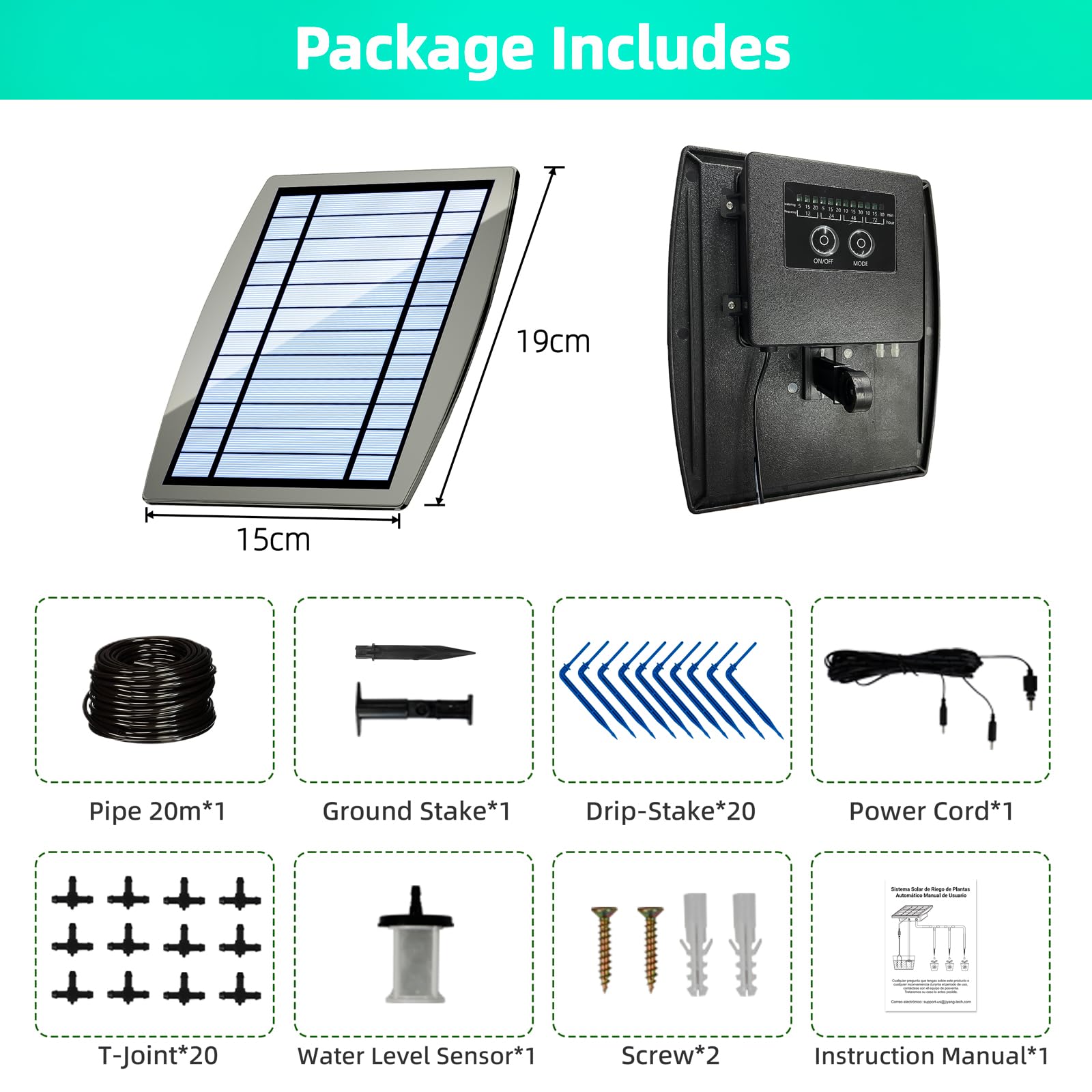 Sistema di irrigazione a goccia solare, supporta 30 vasi, 12 modalità di temporizzazione, kit di irrigazione a goccia, sistema di irrigazione automatico per piante da esterno, giardino e