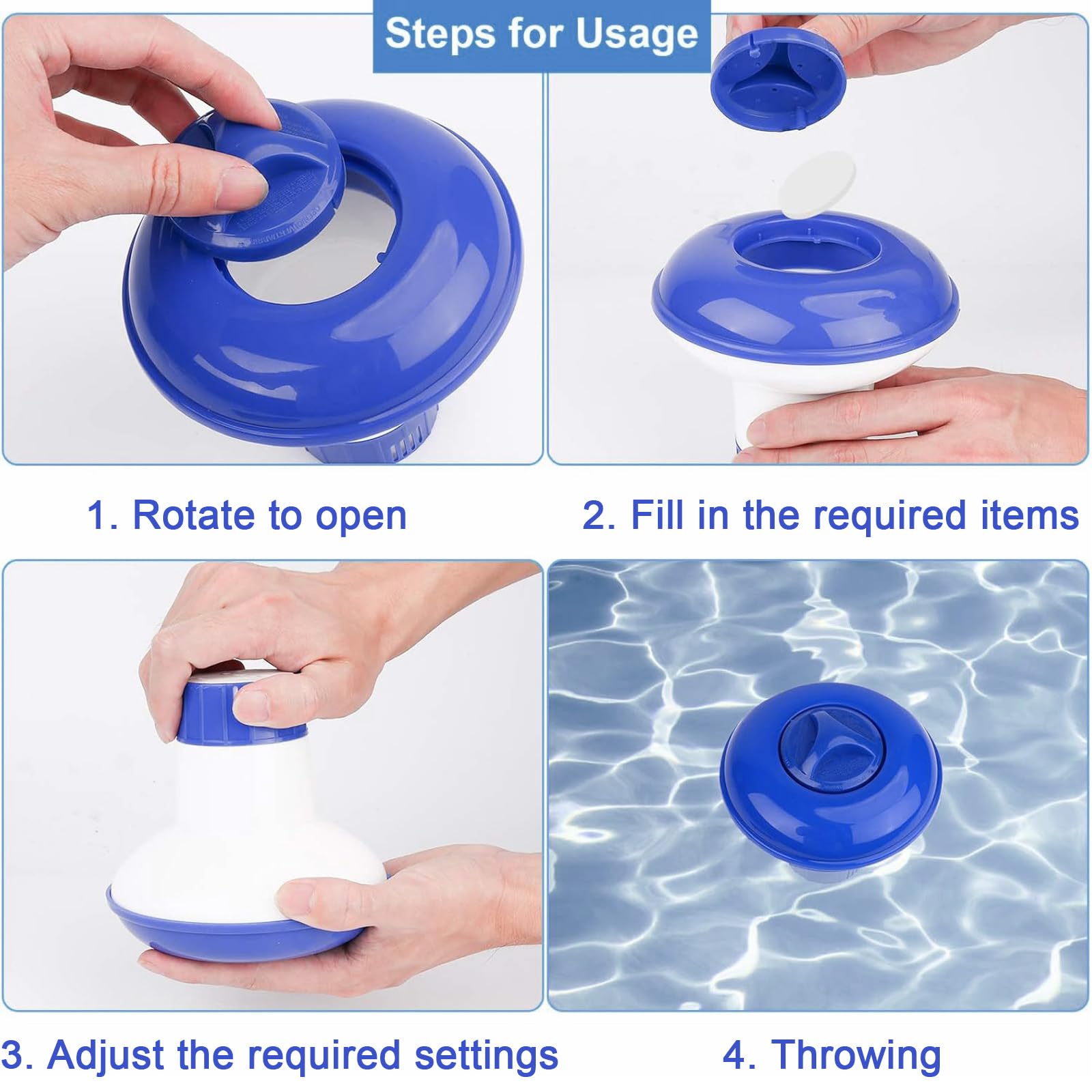 5 Inch Removable Floating Tablets Dispenser for Hot Tub & Pool Chemicals, Adjustable Chlorine Tablets Granules Floater, Chlorine Floater Easy to use, Keep The Swimming Pool Clean and Durable — view 3