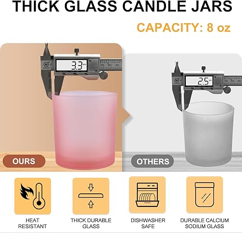 Miniatura 183 de Tarros de vela gruesos de 8 onzas para hacer velas, 15 unidades, tarros vacíos transparentes con tapas de madera para hacer velas, contenedor