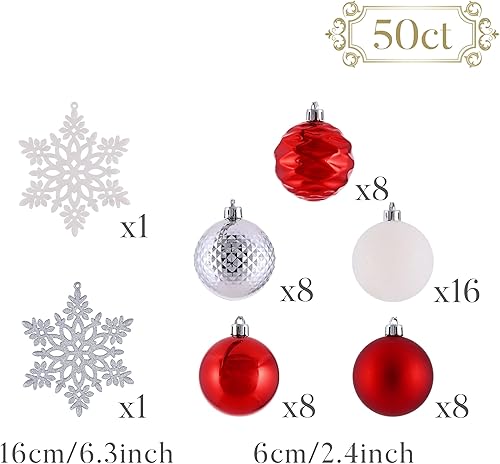 Miniatura 7 de Valery Madelyn Paquete de decoración de Navidad (3 artículos)  Juego de 16 adornos de bolas de Navidad, calcetín de Navidad de 21 pulgadas y juego