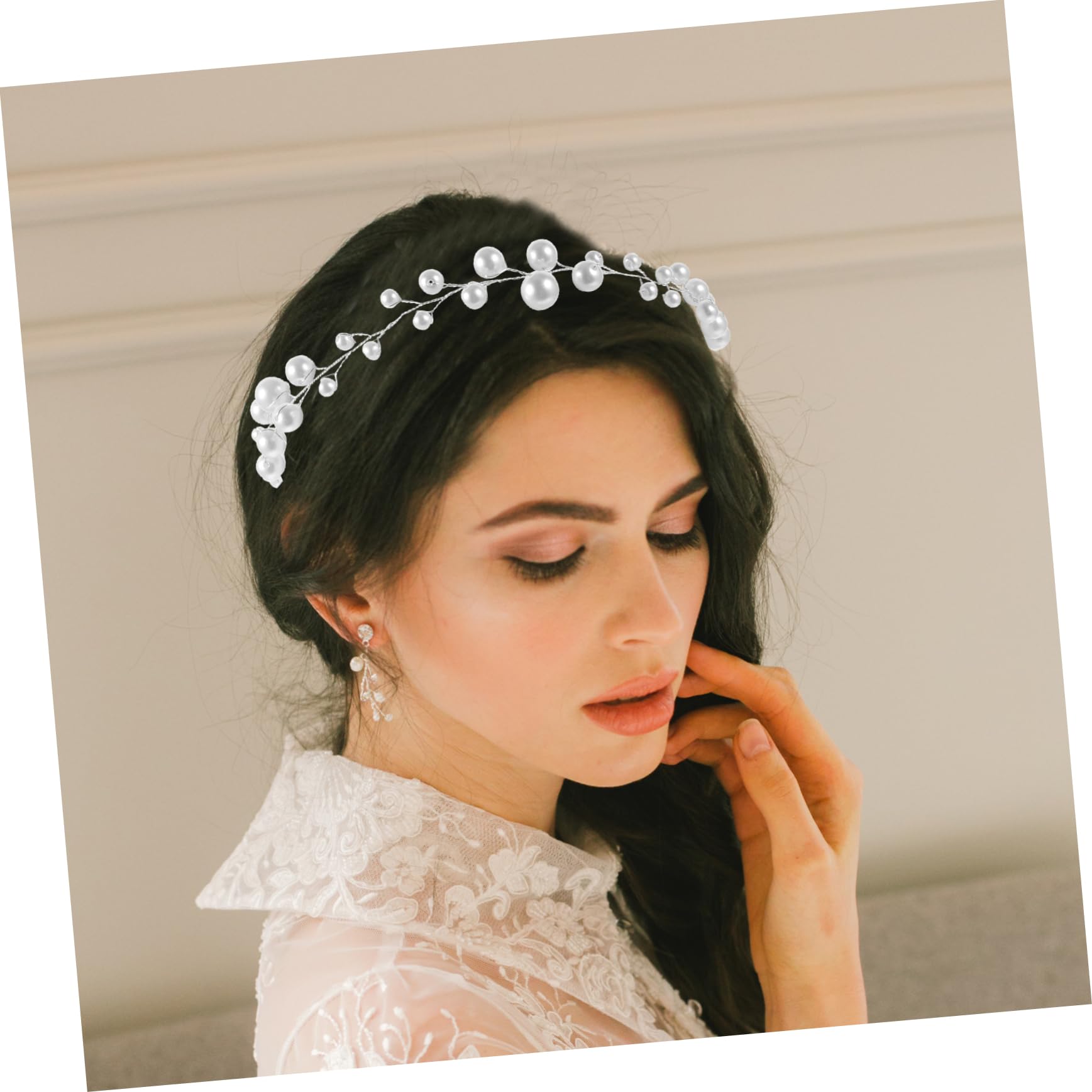 Healeved 5piezas Diadema De Perlas Para Novia Accesorio De Cabello Elegante Tocado Flexible Para Bodas y Eventos Especiales Adorno Brillante