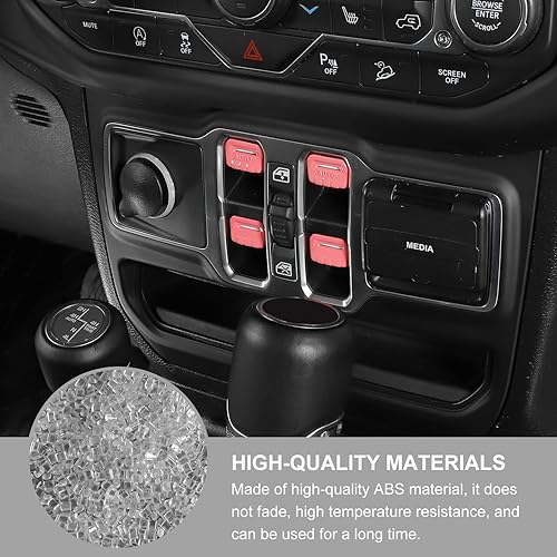 Miniatura 4 de Compatible con Jeep Wrangler JL JLU 2018-2023 y Jeep Gladiator JT 2020-2023, 4 piezas de cubierta de interruptor de ventana de consola central,