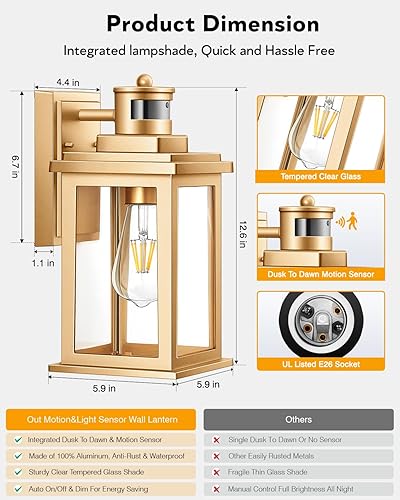 Miniatura 16 de VIANIS Luces negras para exteriores del atardecer al amanecer para casa, paquete de 2 luces de pared al aire libre, luces de porche impermeables