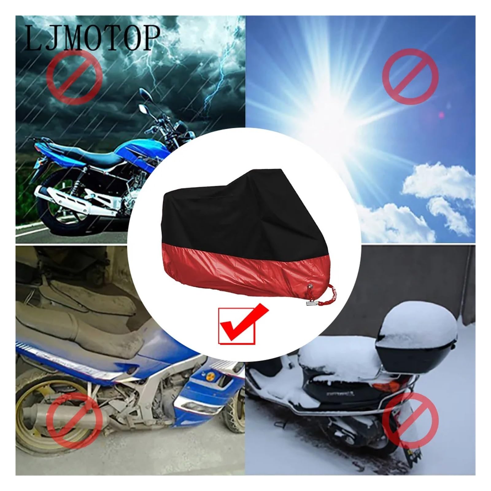 Pokrowiec na motocykl, uniwersalny pokrowiec na skuter zewnętrzny, wodoodporny, przeciwdeszczowy, pyłoszczelny(Green,L 1801 2000mm)