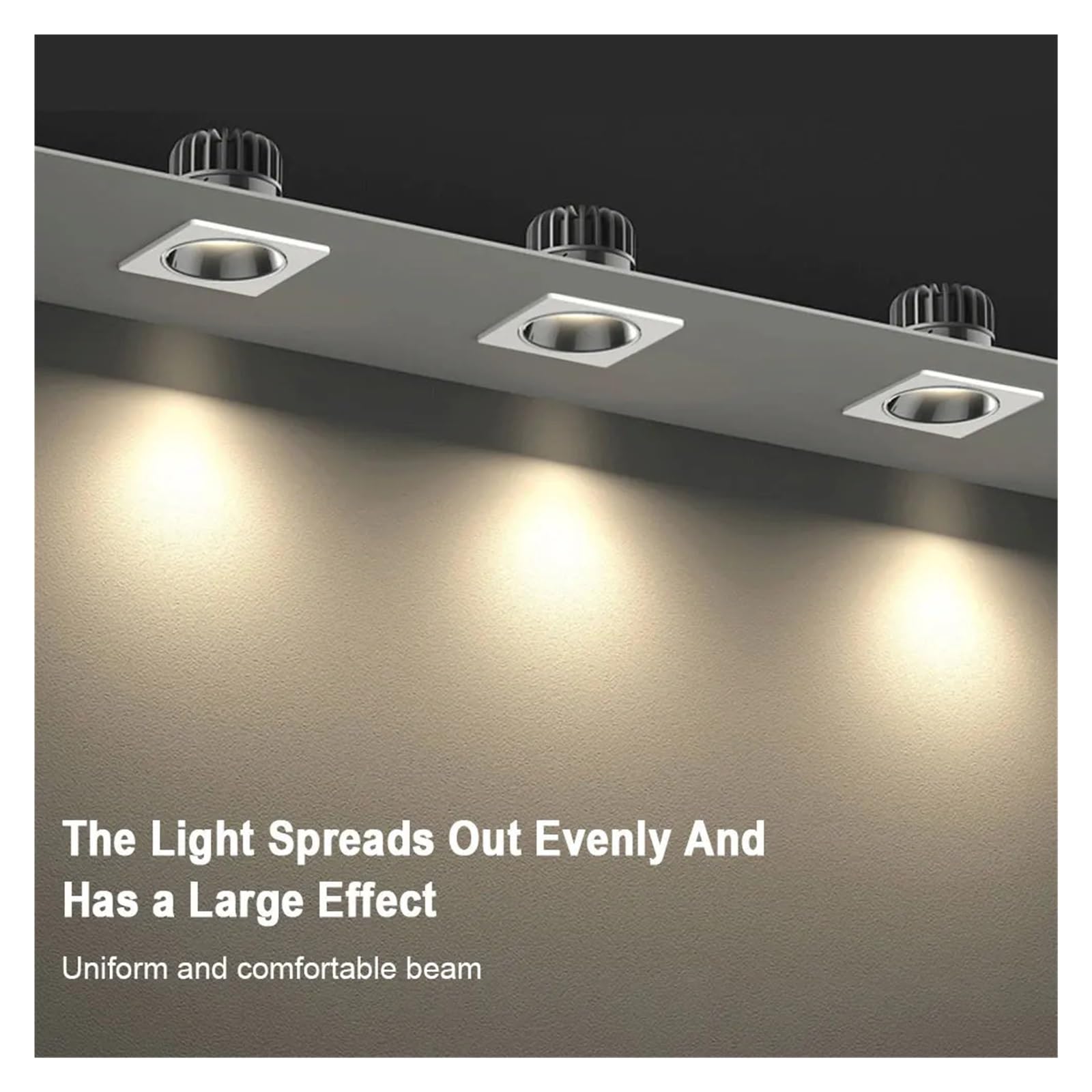 eufeifeiegds Quadratische Einbau-Downlights 7W 12W 15W LED-Deckenleuchte, blendfrei, 220V 110V COB LED-Spots for Wohnräume(Bianco,12W Dimmable)