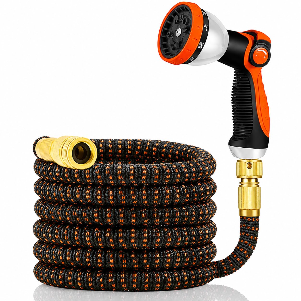 Greenfields Expandable Garden Hose Pipe with 10 Spray Nozzle Heavy Duty Leakproof Flexible Water Hose with Brass Connectors for Garden Patio Car Wash (25FT)