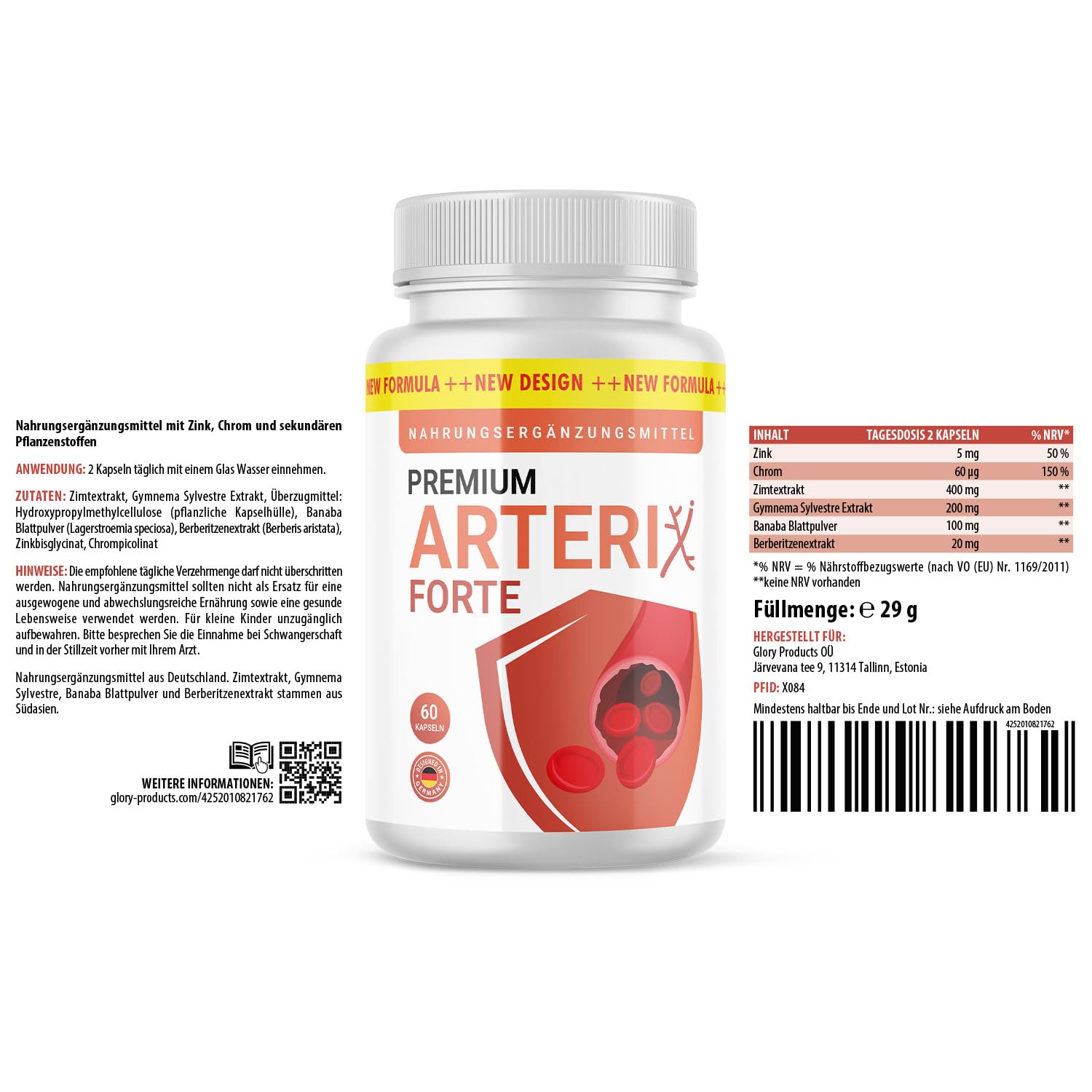 Premium Arterix Forte Kapseln | Für dein Wohlbefinden | Gute Verträglichkeit | 60 Kapseln