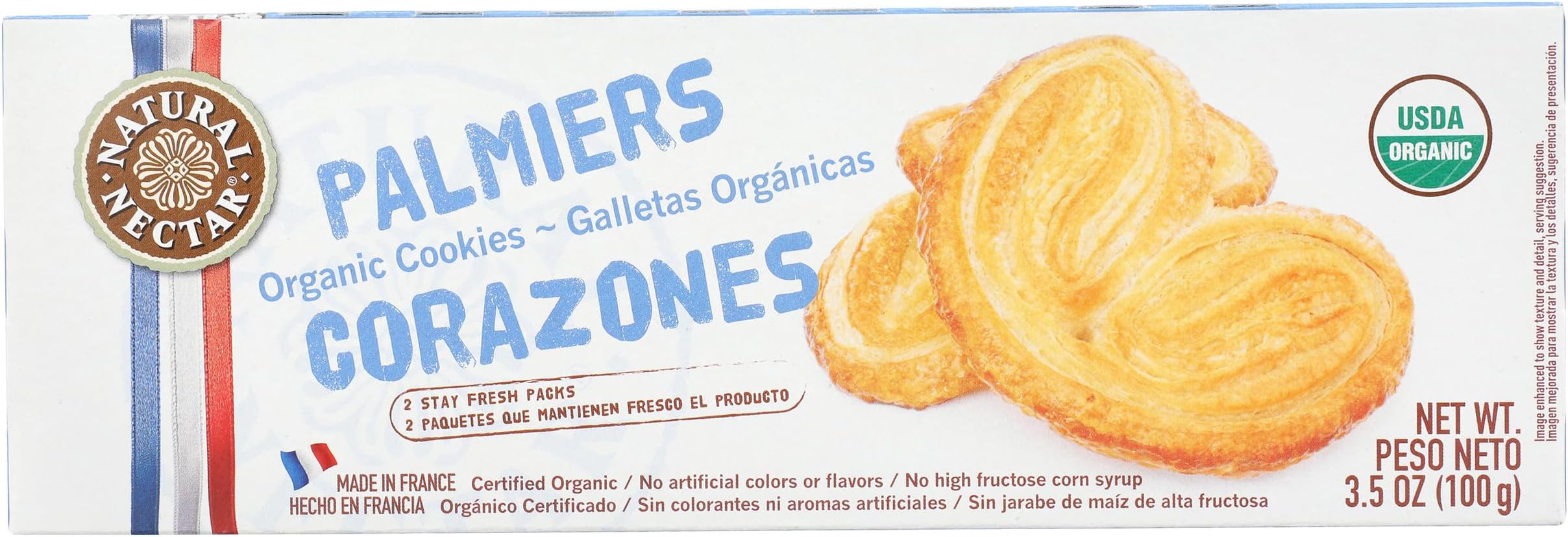 NATURAL NECTAR Organic Palmiers Cookies, 3.5 OZ (Pack of 1)
