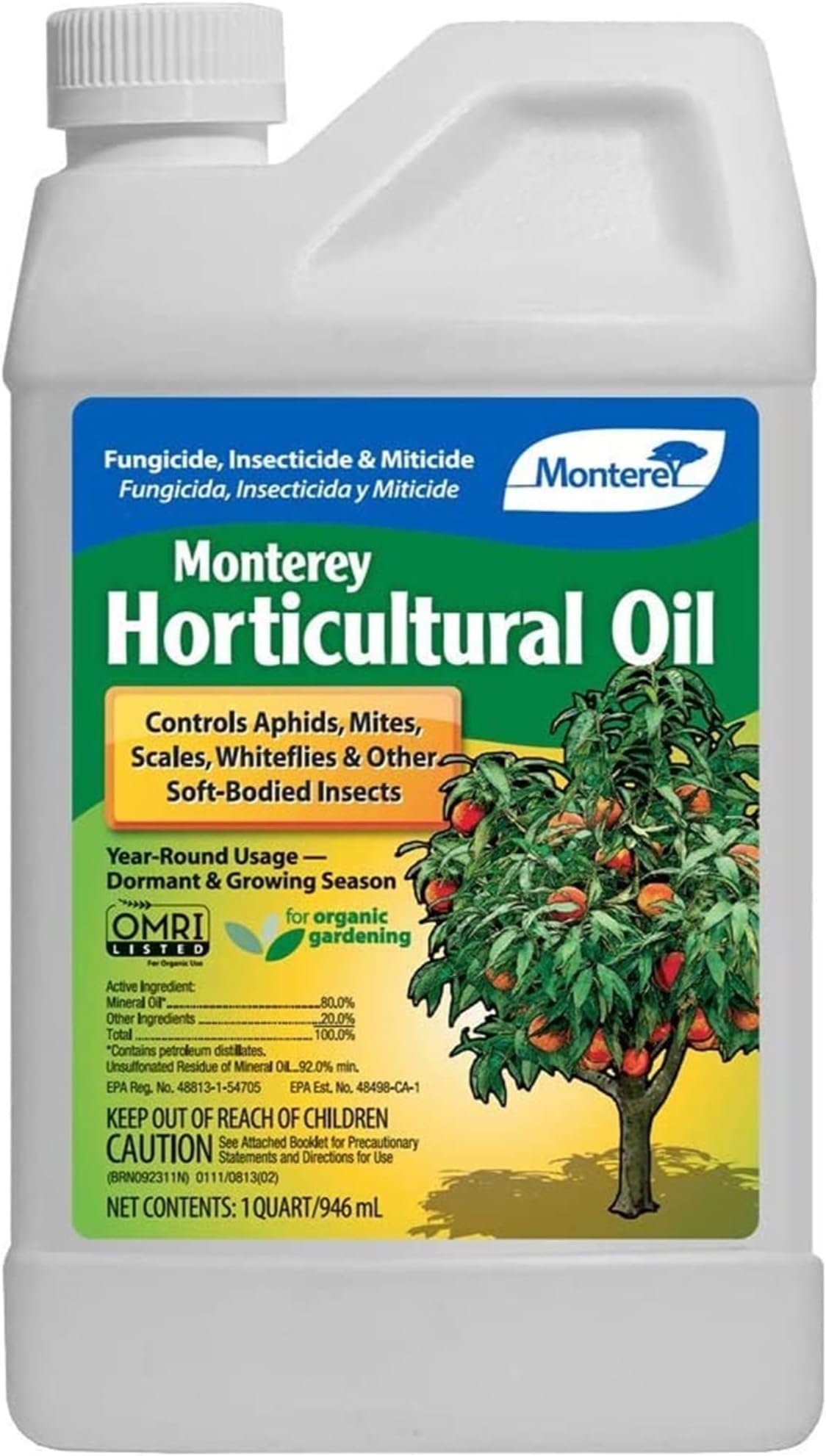 MontereyHorticultural Oil - Organic Gardening Fungicide, Insecticide, & Miticide - 31 oz
