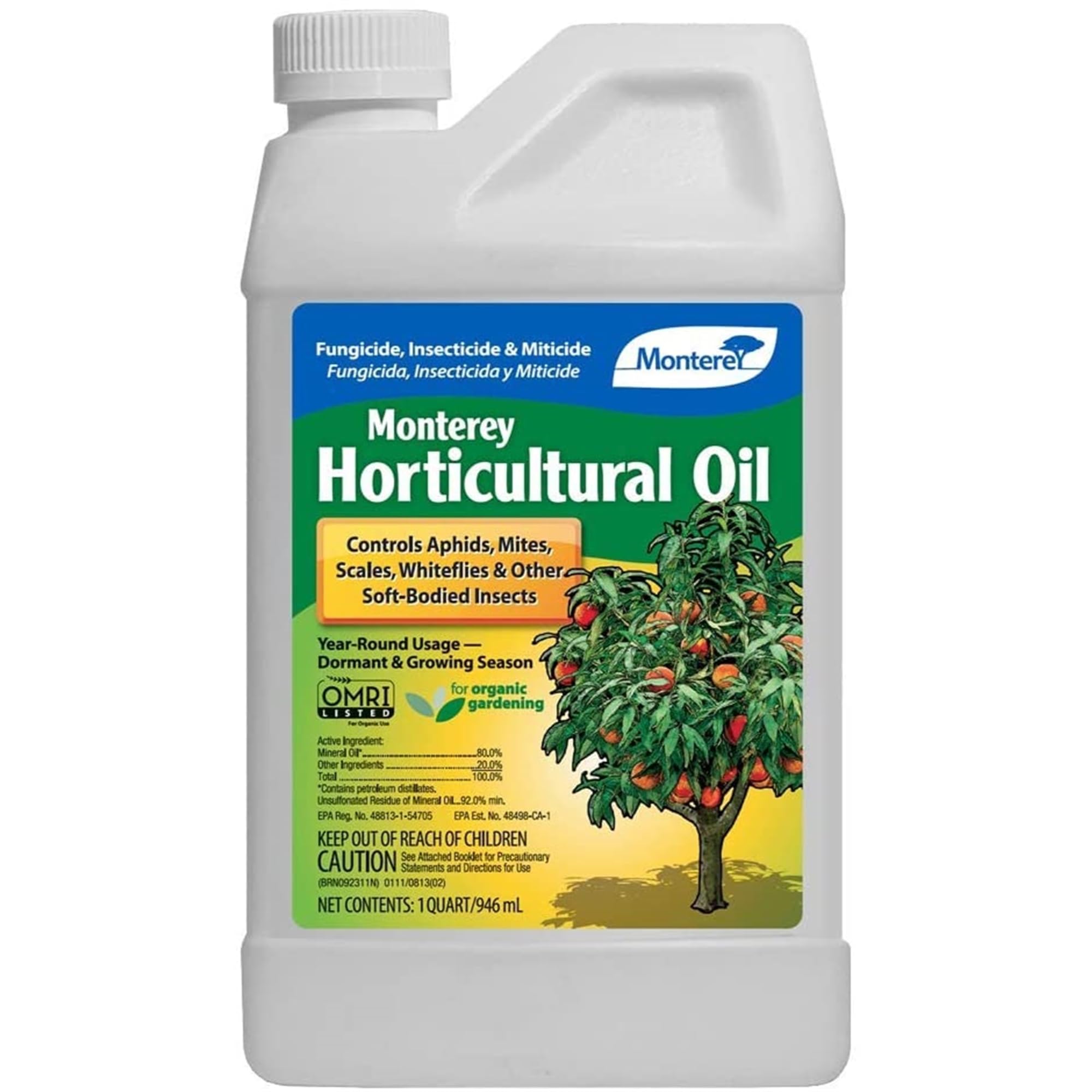 MontereyHorticultural Oil - Organic Gardening Fungicide, Insecticide, & Miticide - 31 oz
