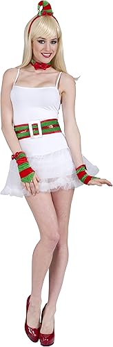 Forum Novelties Kit de disfraz de elfo de Papá Noel coqueto para mujer, rojoverde, talla única