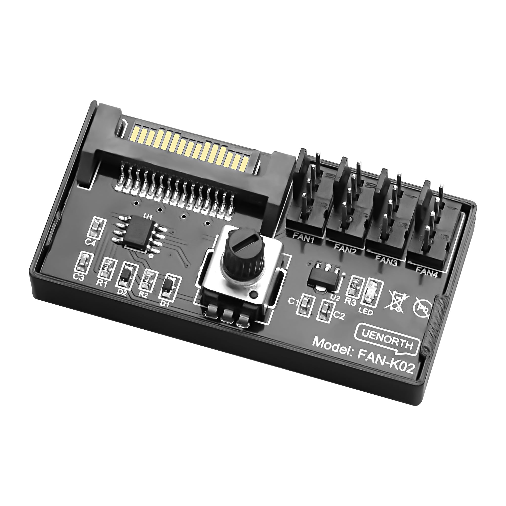 Sponsored Ad – XMSJSIY Cooling Fan Speed Knob Controller 12V 4 Pin PWM PC Chassis Fan Adapter Hub Power Supplied with SATA Interface for 4 Fans -1 PC