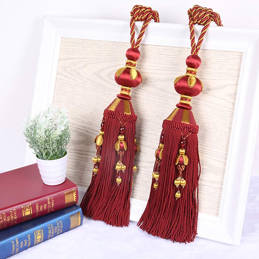 1 Pair European Style Luxurious Tassel Curtain Holdbacks Curtain Rope Tiebacks Curtain Tassel Rope Decorative Curtain Bukle Tassels Curtain Tiebacks (Jujube red)