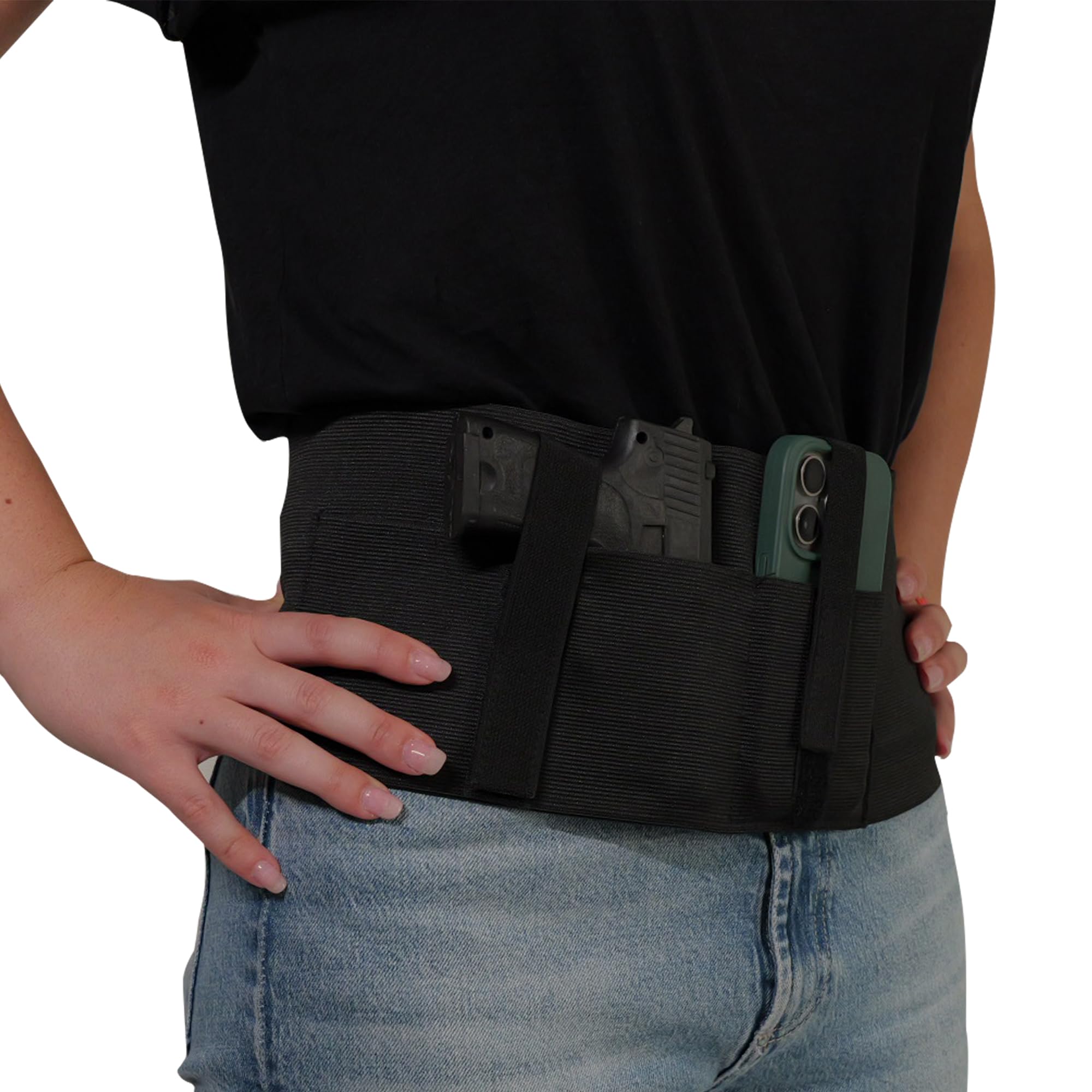 Fondina Pistola Nascosta Elastica Universale - Cintura Tattica Antiscippo Multiuso anche per Telefono, Portafoglio e Chiavi