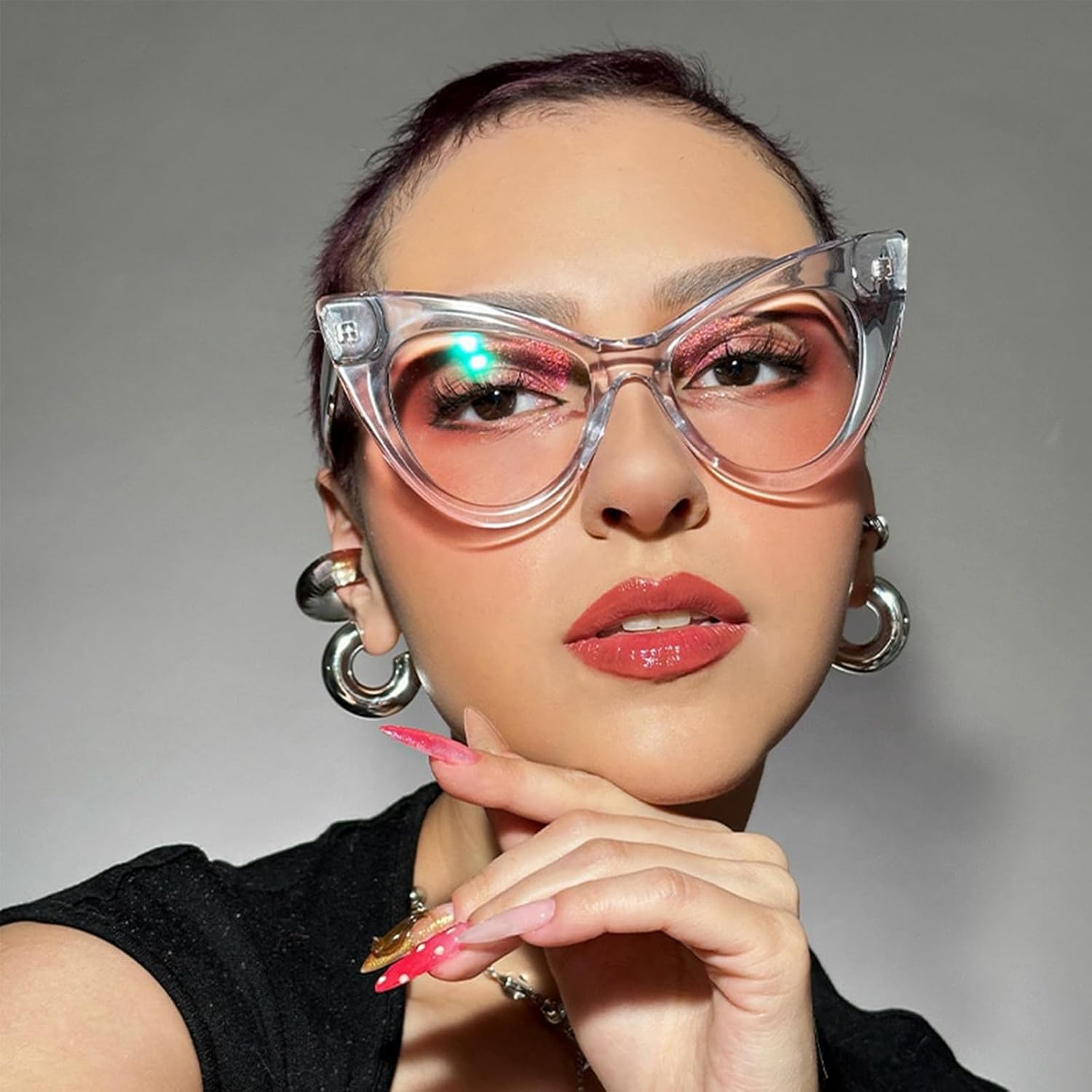 Zeelool Retro Cat Eye Glasses for Women Eyeglasses Frame with Non-prescription Clear Lens ZJGA747707 - Image 2