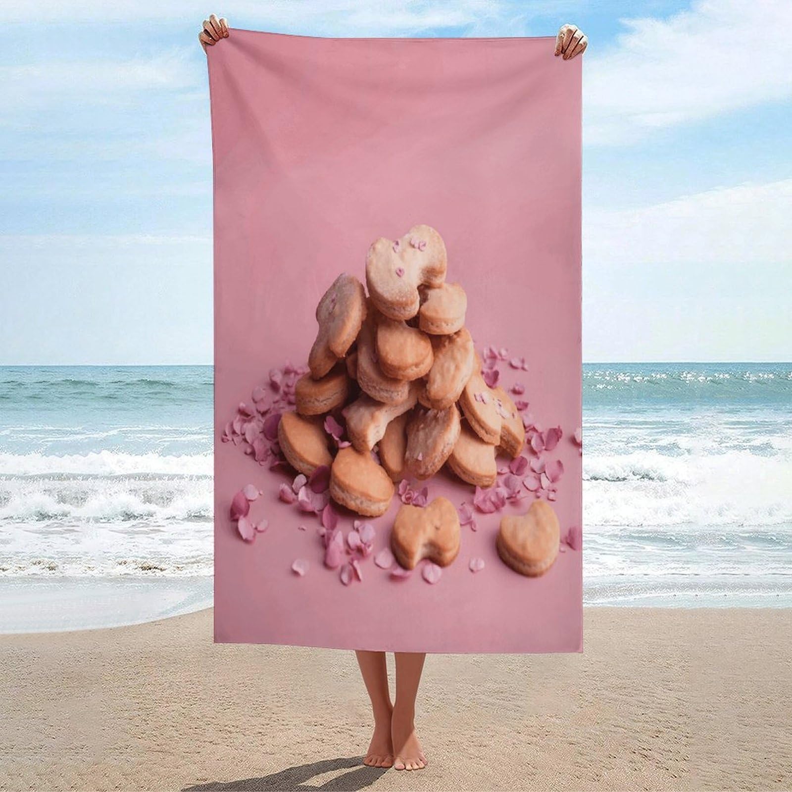 Adfgyerh Unisex Style Stacked Food Bath Towels Beach Towel Lightweight Quick Dry, Bath Towel For Travel Sports Pool Swimming Bath Camping Yoga Adults130x80cm