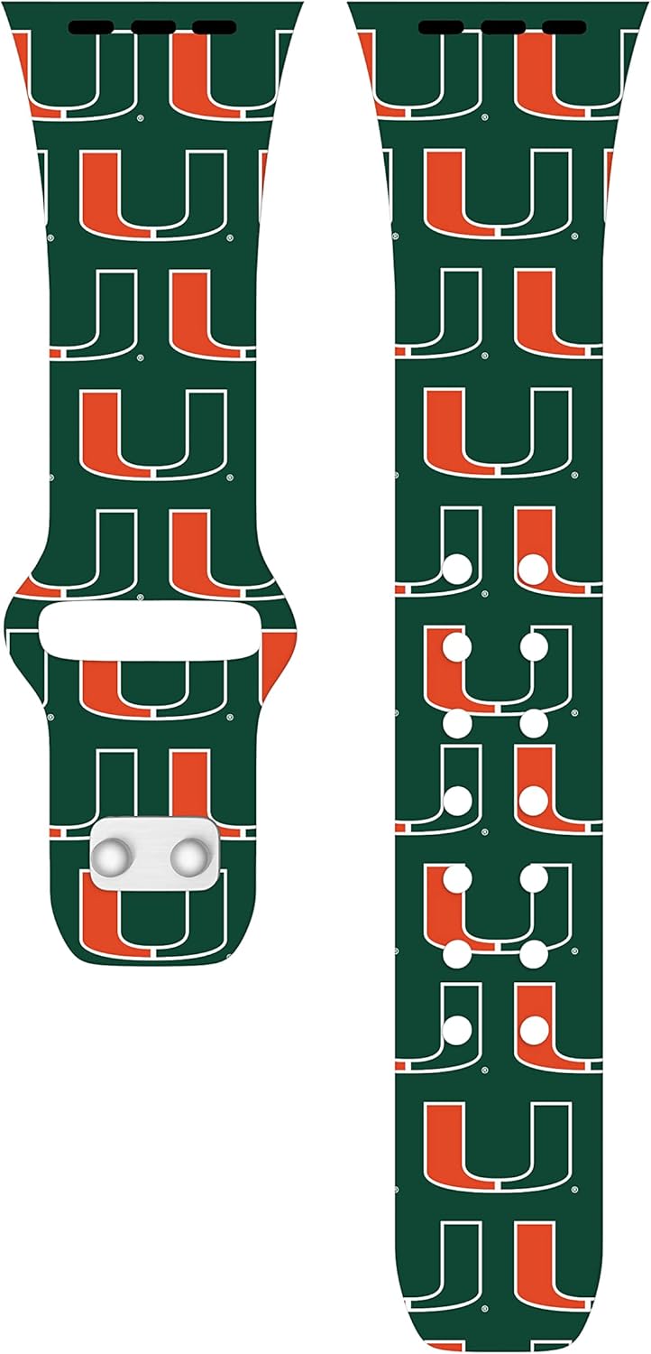 Affinity Bands Miami Hurricanes HD Combo Package Compatible with Apple Watch and AirPods Gen 1 & 2 (42/44/45/49mm (46mm Series 11) Long Repeating)