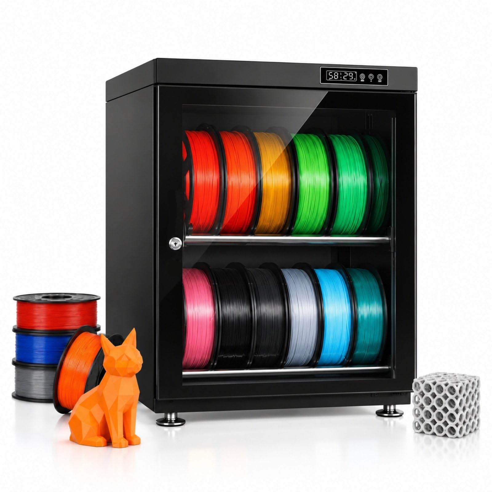 Armadio Filamento 3D, Contenitore Filamento con Lettura RH in Tempo Reale 2Tier