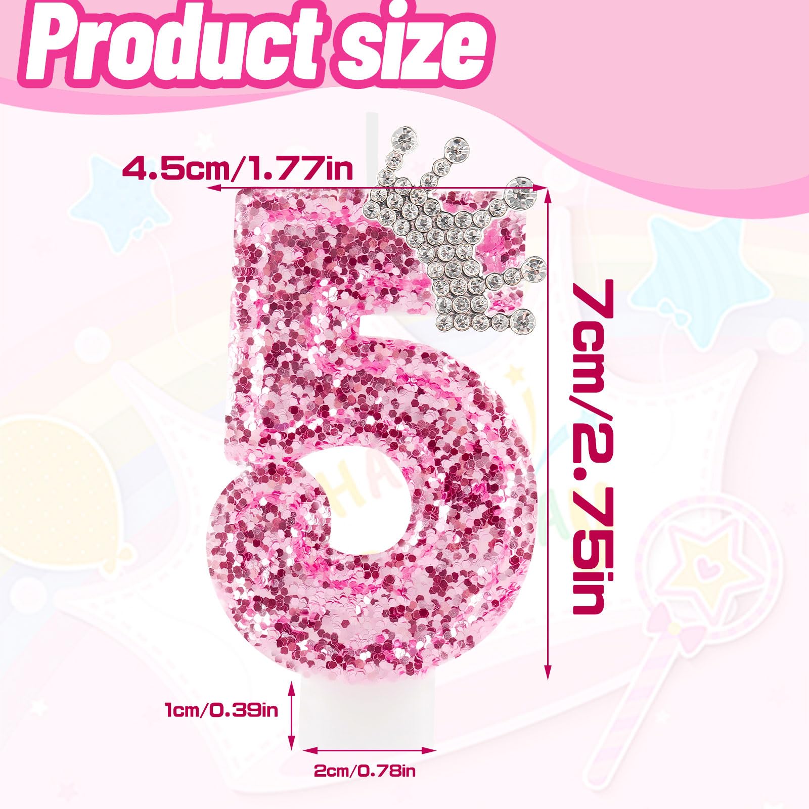 Bougies d'anniversaire 40 ans couronne rose numéro 40 pour filles femmes