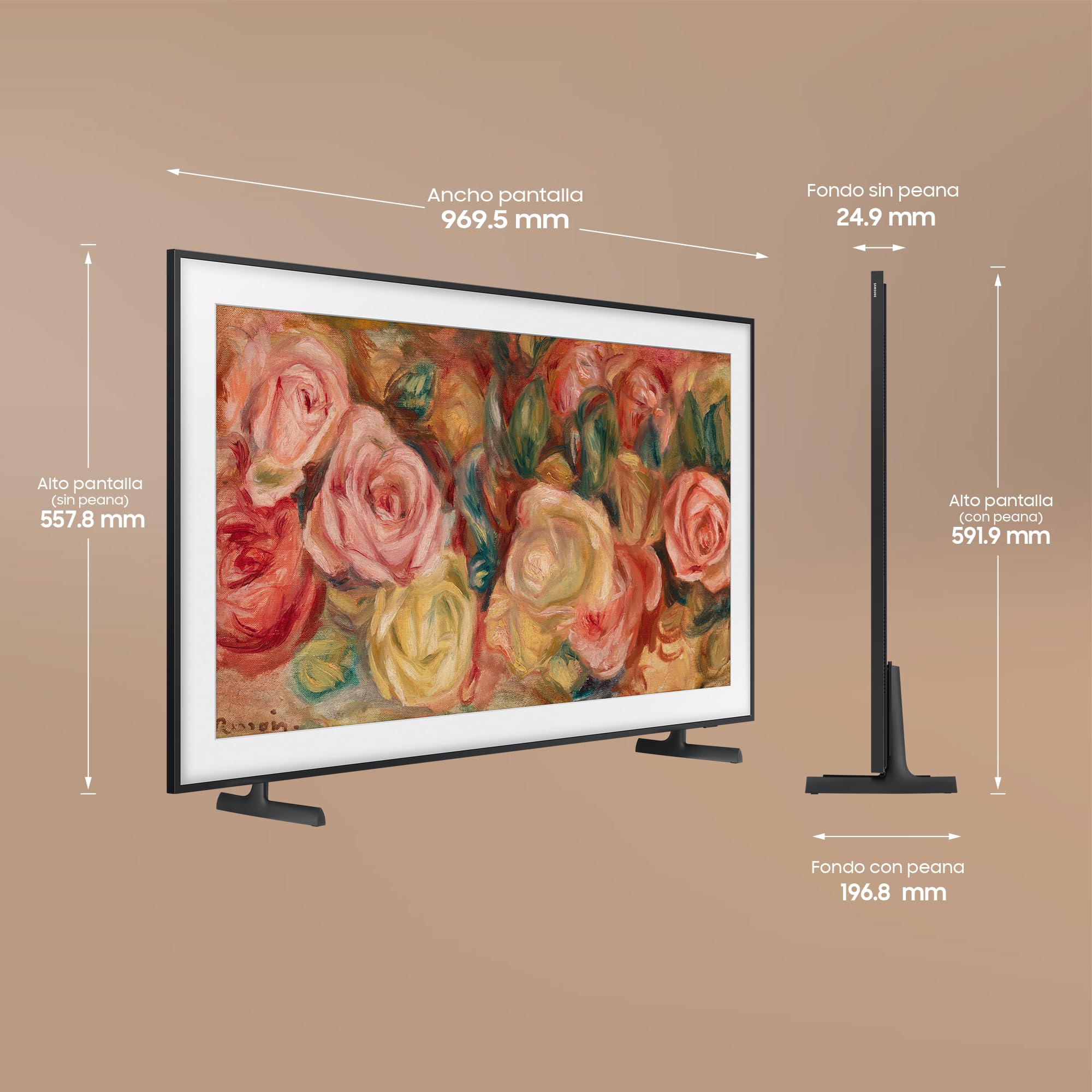 Samsung TV The Frame 4K 2024 43LS03D Smart TV de 43" con Galería de Arte con Display Mate, Marcos Intercambiables, 100% Volumen de Color con Quantum Dot y One Connect y Cable Casi Invisible