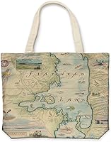 Vista 43 de Xplorer Maps Bolsa de lona con asas, bolsa de compras de comestibles de tela, bolsa reutilizable y ecológica, 100% algodón, lavable