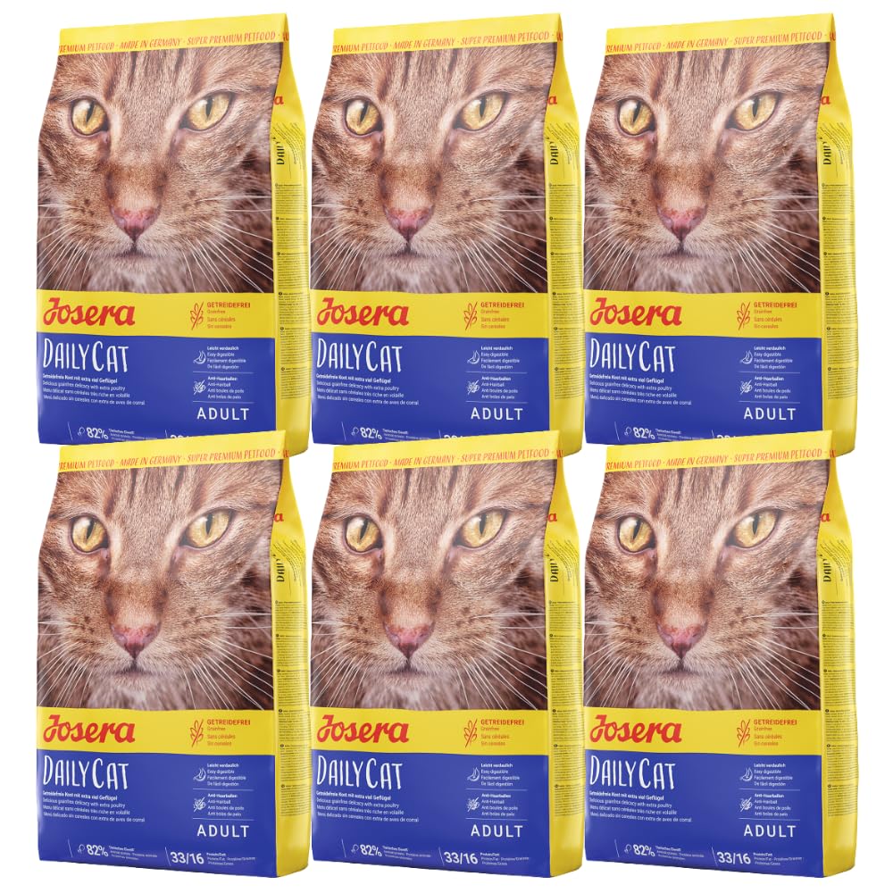 Josera DailyCat complete cat food | Grain-free | Ideal for brachycephalic breeds | Chicken & Liver | Anti-hairball | Skin & Coat | Herbs & Fruit | 6x2kg โ image 1