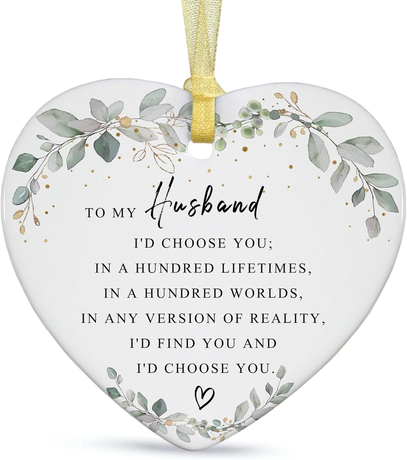 2026 Husband Christmas Ornament Gift from Wife,Ceramic Christmas Hanging for him,Ceramic Present Ornament Xmas Tree Decorations with Gift Box