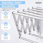 XXL-39.4'' Clothes Drying Rack Wall Mounted with Hooks - Extendable, Foldable & Removable Laundry Drying Rack, 110lbs Heavy Duty Drying Rack with 7 Stainless Steel Rods for in & Out Door