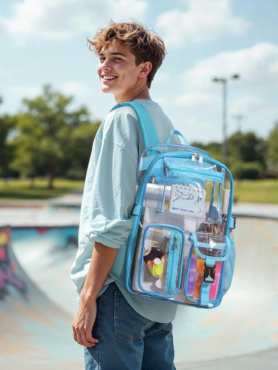 Clear Backpack Heavy Duty for Women Men Boys Girls, Large Clear Bookbag See Through Backpack for School College