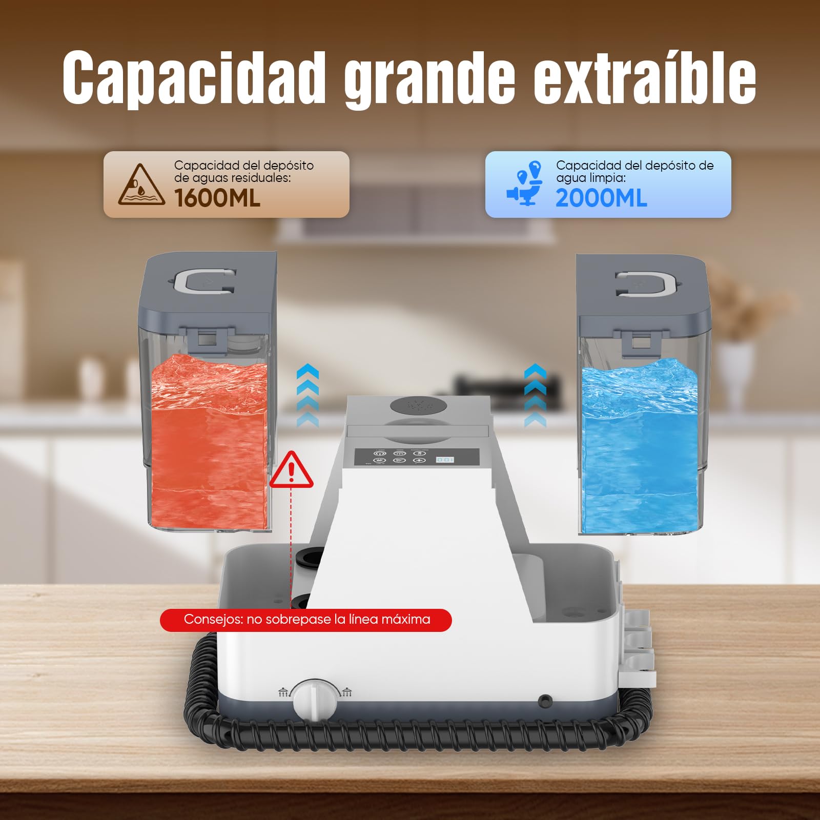 Aspiradora de Agua Tapicería - 2500W 20kPa Limpiador de Tapiceríascon Vapor Caliente,alfombras, moquetas para aspiradora y desmontador para colchón compacto y portátil