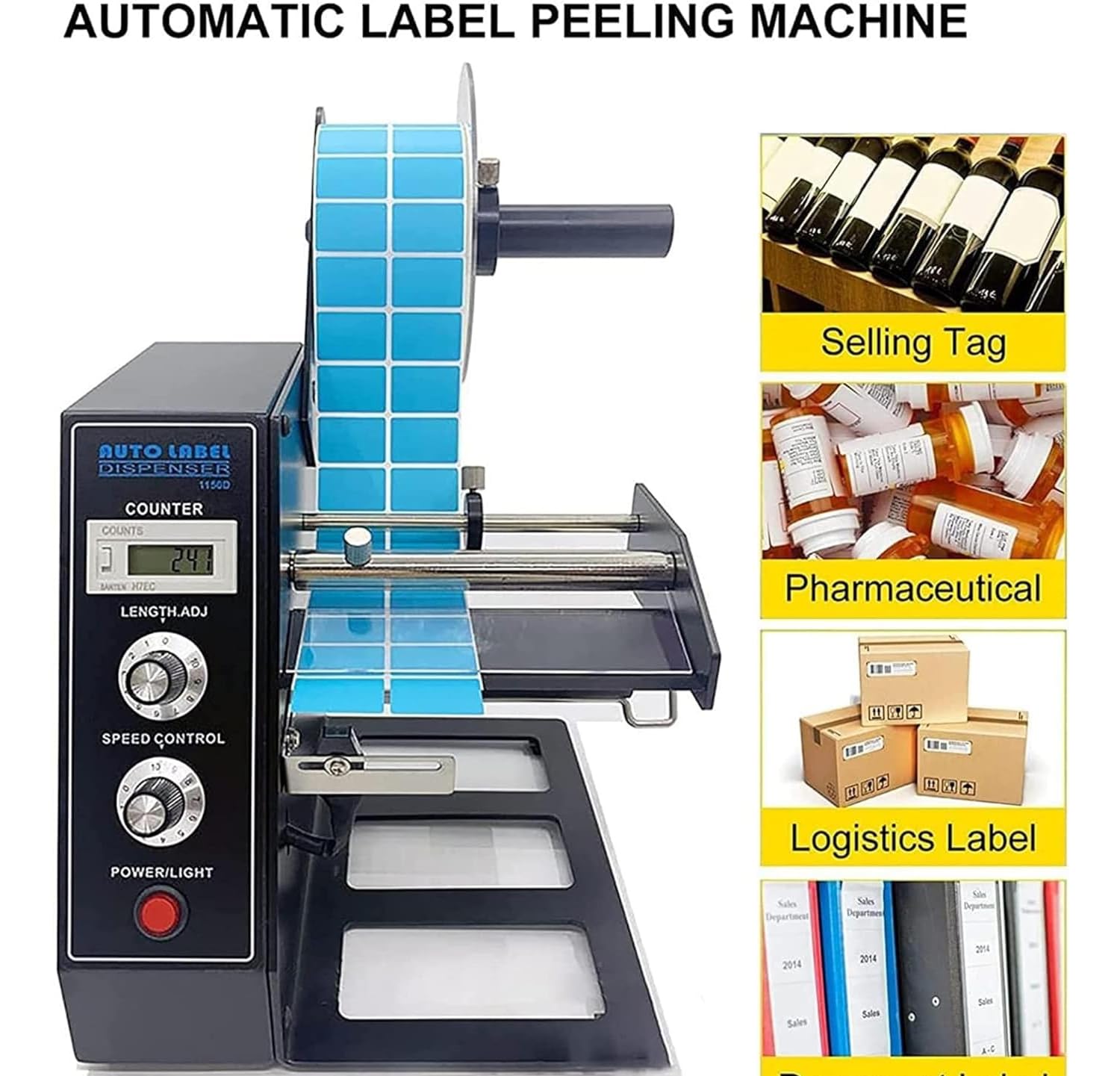 Macchina Separatrice per Etichette, Distributore Automatico di Etichette con Display Digitale, Controllo della velocità 1-8 M/min, per Lavorazione Alimentare, Logistica E Vendite