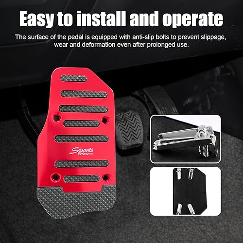 Miniatura 5 de 2 almohadillas antideslizantes para pedal de automóvil, caja de cambios automática de aluminio, cubierta de pedal de freno de pedal de gas,