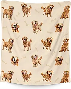 Golden Retriever Blanket - 30x40 Inches Size for Baby - Soft Fluffy Throw for Couch, Work - Beige Cute Fuzzy Gifts
