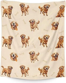 Golden Retriever Blanket - 30x40 Inches Size for Baby - Soft Fluffy Throw for Couch, Work - Beige Cute Fuzzy Gifts