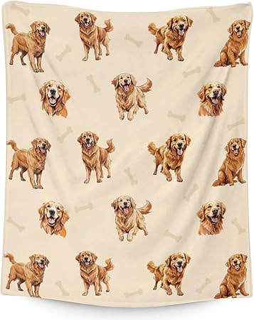 Golden Retriever Blanket - 30x40 Inches Size for Baby - Soft Fluffy Throw for Couch, Work - Beige Cute Fuzzy Gifts