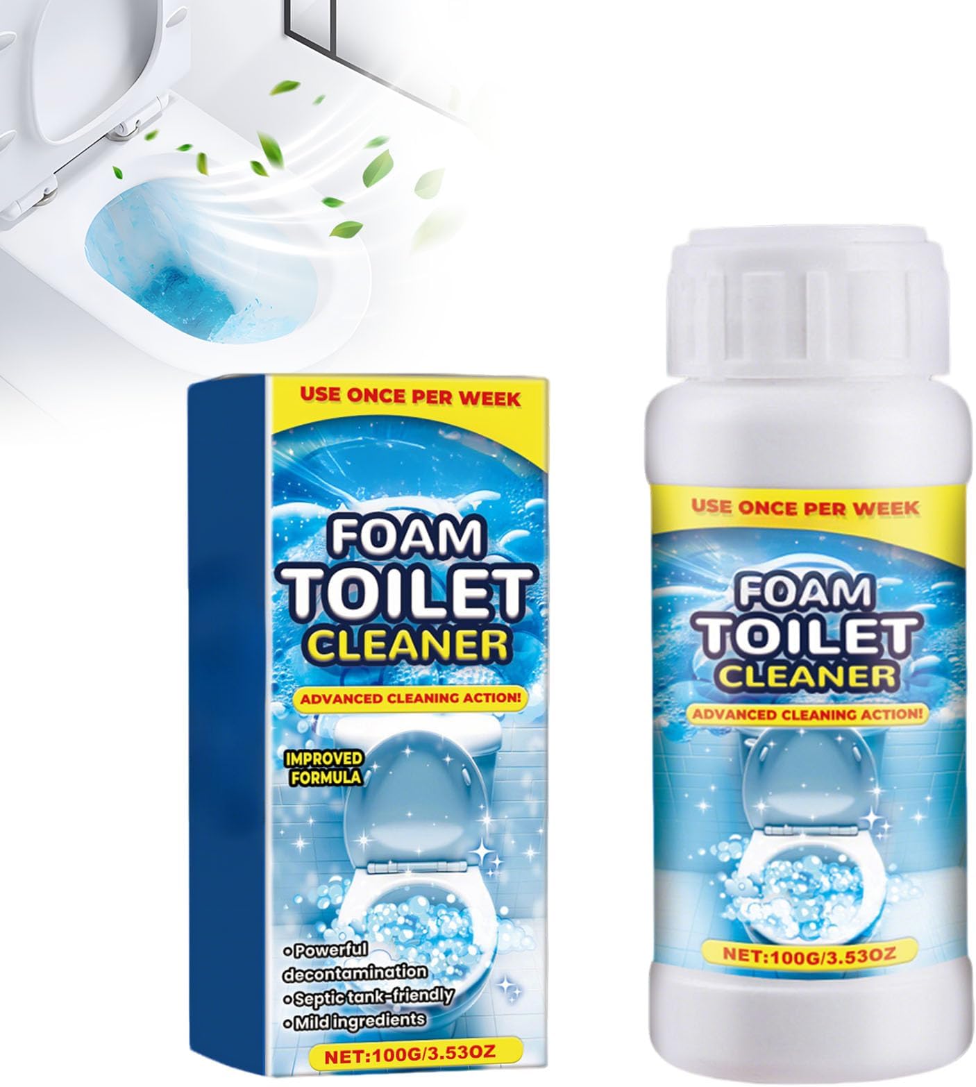 Toilet Bowl Cleaners, 2026 New Bathroom Cleaner Quick Deep Cleaning Remove, Multipurpose Limescale Remover Powder for Toilet Bath Shower Glass Sink Cleane Powerful Sink Foaming (1Pcs)