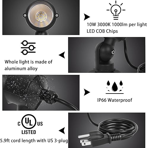 Miniatura 5 de Foco para exteriores de 6 W, 2700 K a 6500 K, ajustable a través del control remoto, iluminación de paisaje al aire libre, interior, para casa,