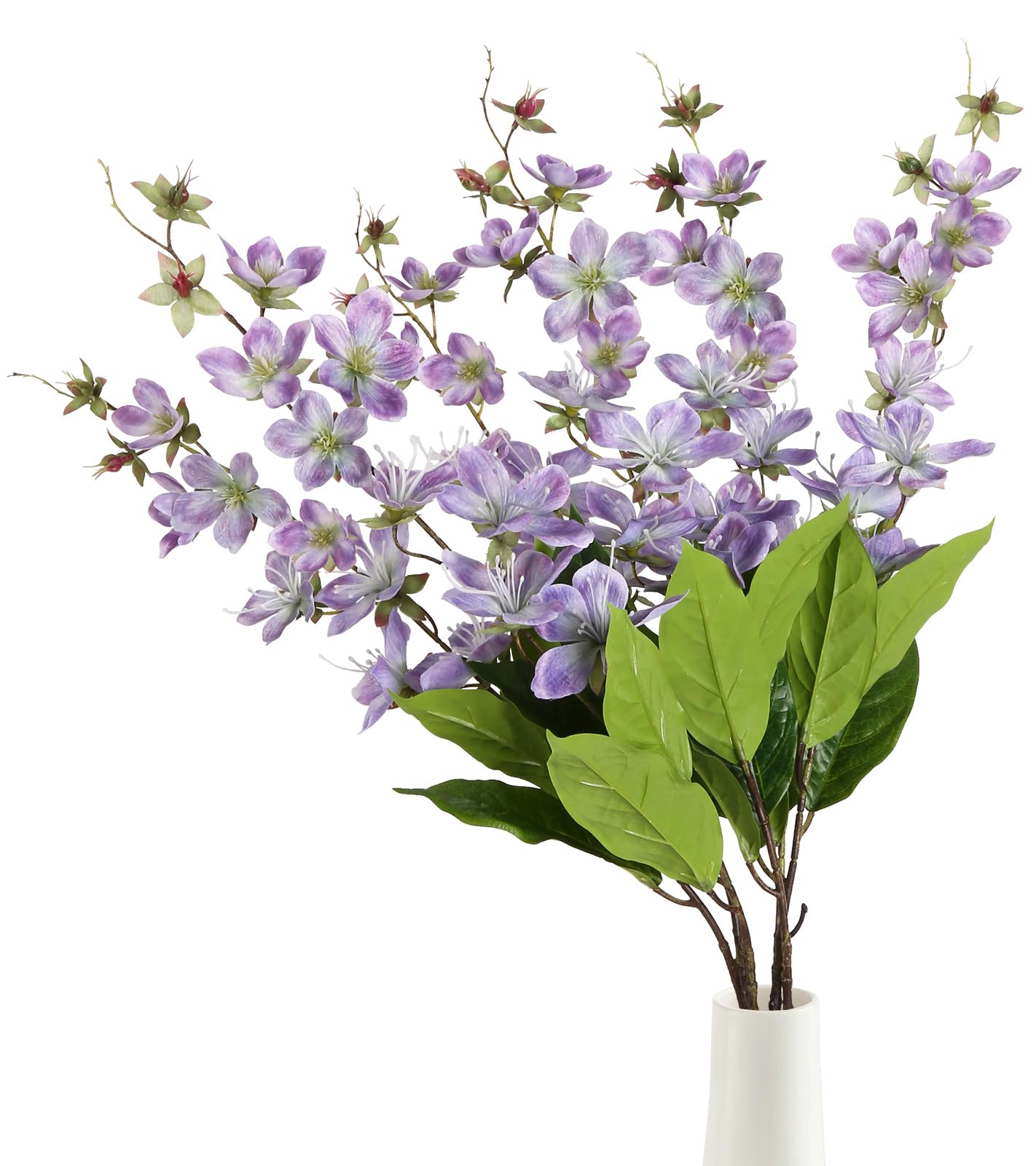 6PCS Silk Clematis Artificial Flower Purple Clematis Fake Flowers for Vase Greenery Plants Artificial Flowers for DIY Wedding Centerpieces Arrangements Party Home Decorations(Purple)