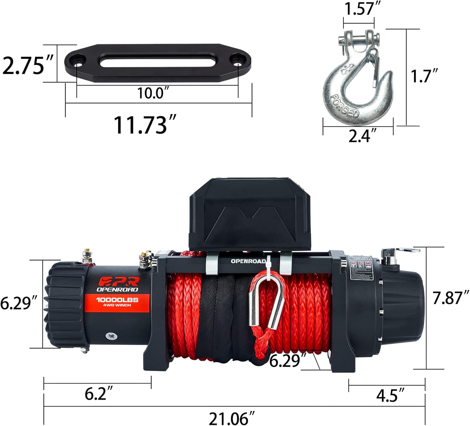 Buy OPENROAD 10000lbs Advanced Load Capacity Electric Winch, Waterproof