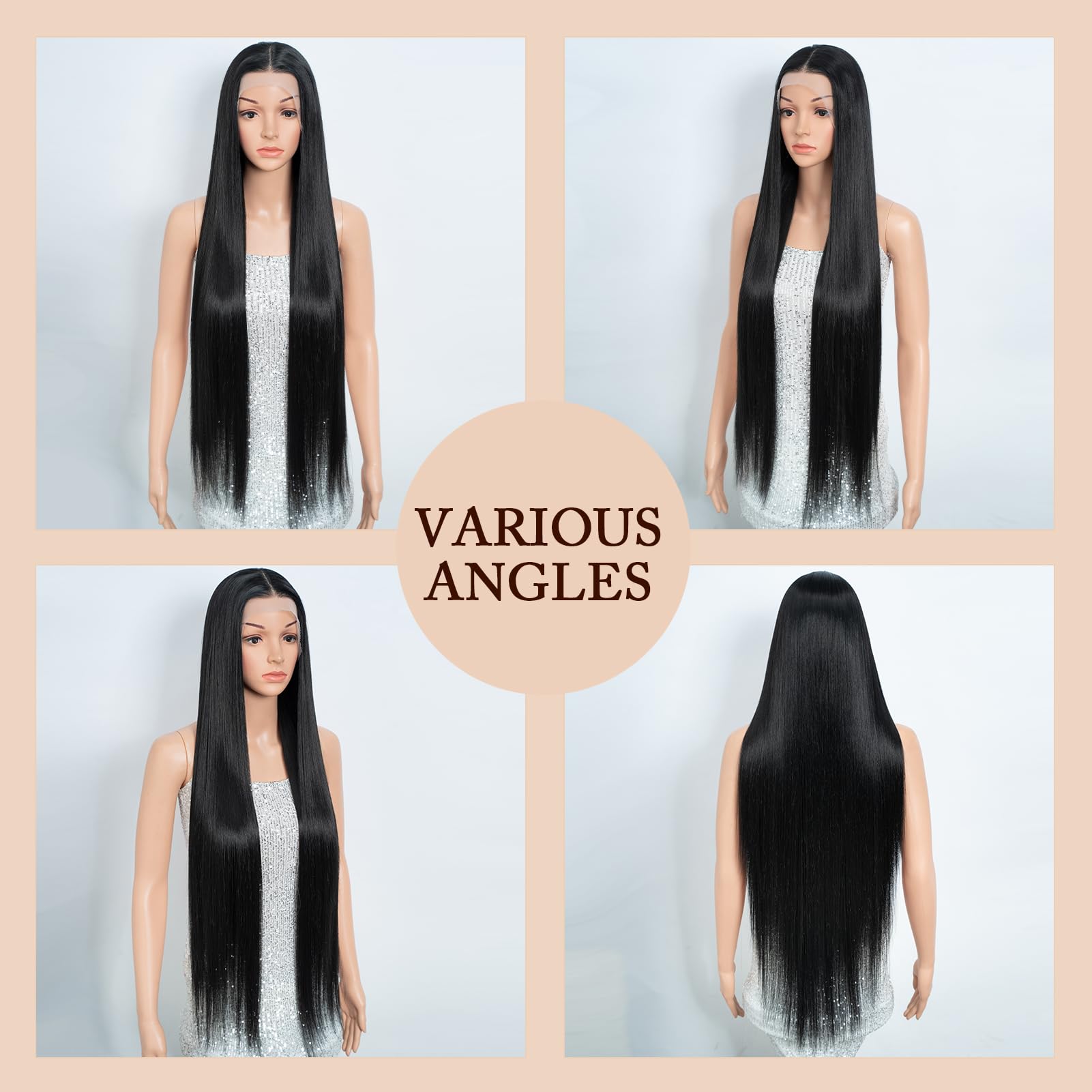 FASHION IDOL 13 * 4 Parrucca in capelli sintetici di alta qualità HD per donne e ragazze Adatta a tutte le occasioni e all'uso quotidiano 95 cm