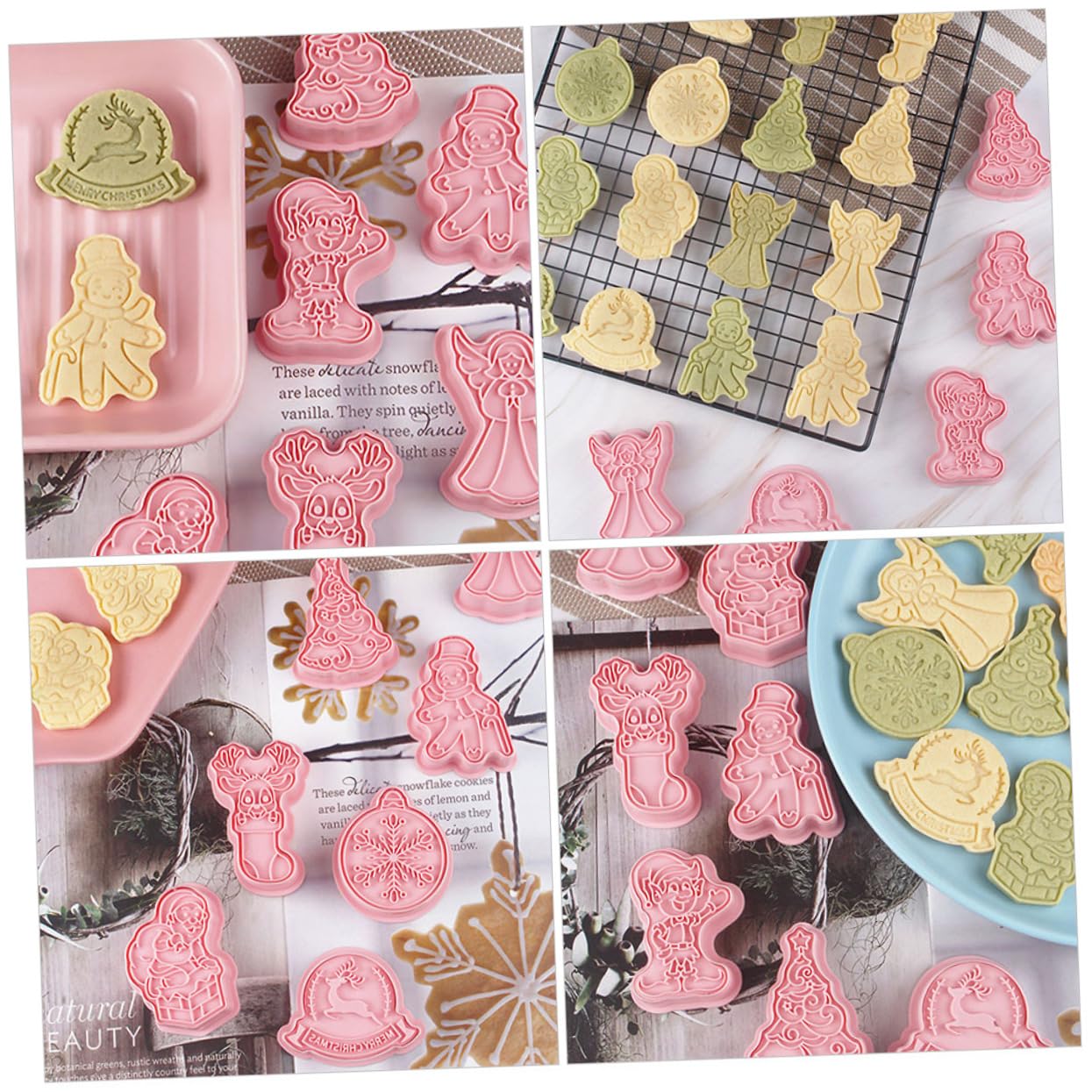 Cabilock 4 Juegos Molde Para Galletas Cortadores De Galletas Sellos Navideños Para Galletas Adornos Navideños Para Galletas Sellos Para Galletas De Fondant Para Fondant Cortadores 8 Uds * 4