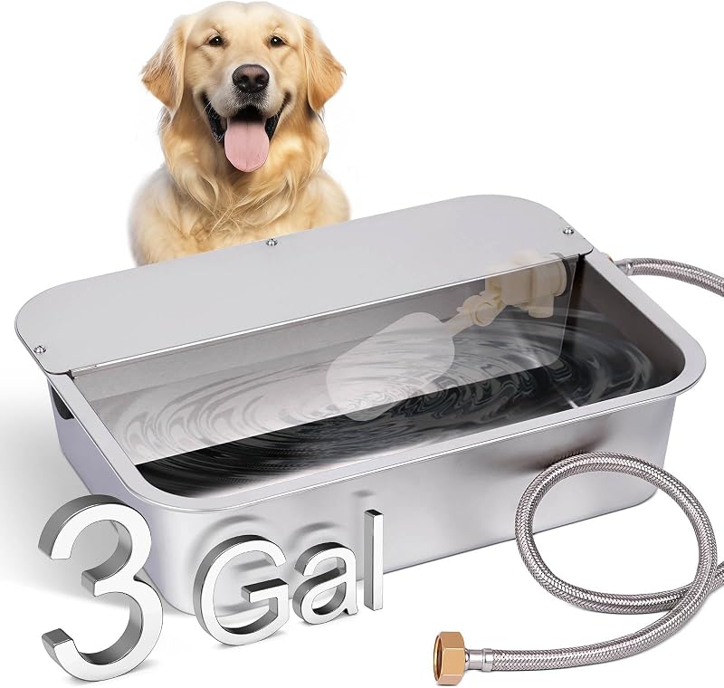 Bebedouro Automático para Cães em Aço Inoxidável com Válvula de Boia 11,36 L ZHEQOGZH