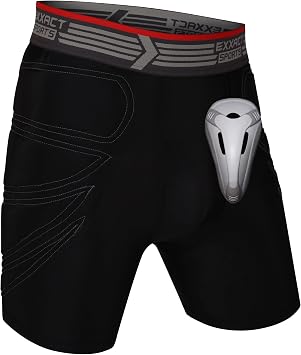 Exxact Sports Sliding Shorts w/Hard Protective Cup, Compression Fit Baseball, Softball, Football, Field Hockey, MMA Adult