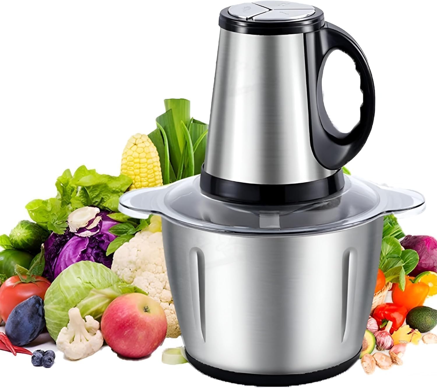 MK DonsonsHigh-Power Electric Chopper & Meat Grinder – 5L Stainless Steel Bowl, 850W Motor, 3-Speed Settings, 4 Sharp Blades with 2 Levels – Multifunctional Food Processor for Meat, Vegetables, Frui