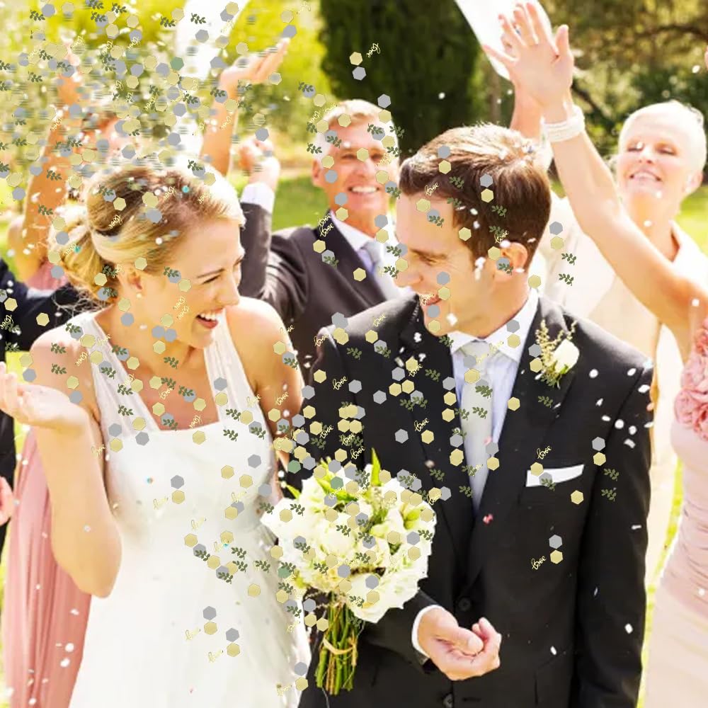 MplehDa Konfetti Grün Gold - 400 Stück Love Thema Tischdekoration